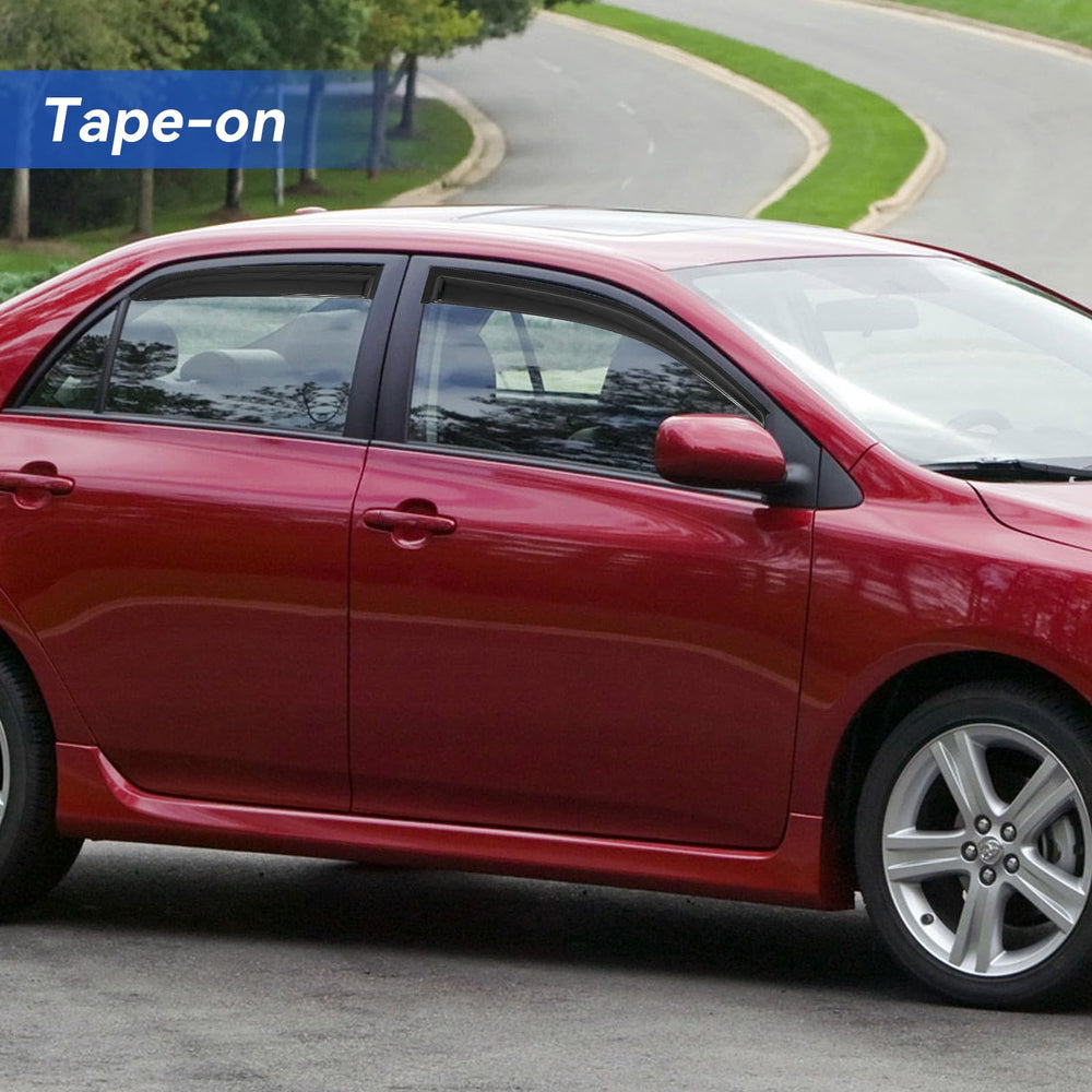 YQAUTEC window visors on Corolla 2003-2008 rear left shield rain intrusion