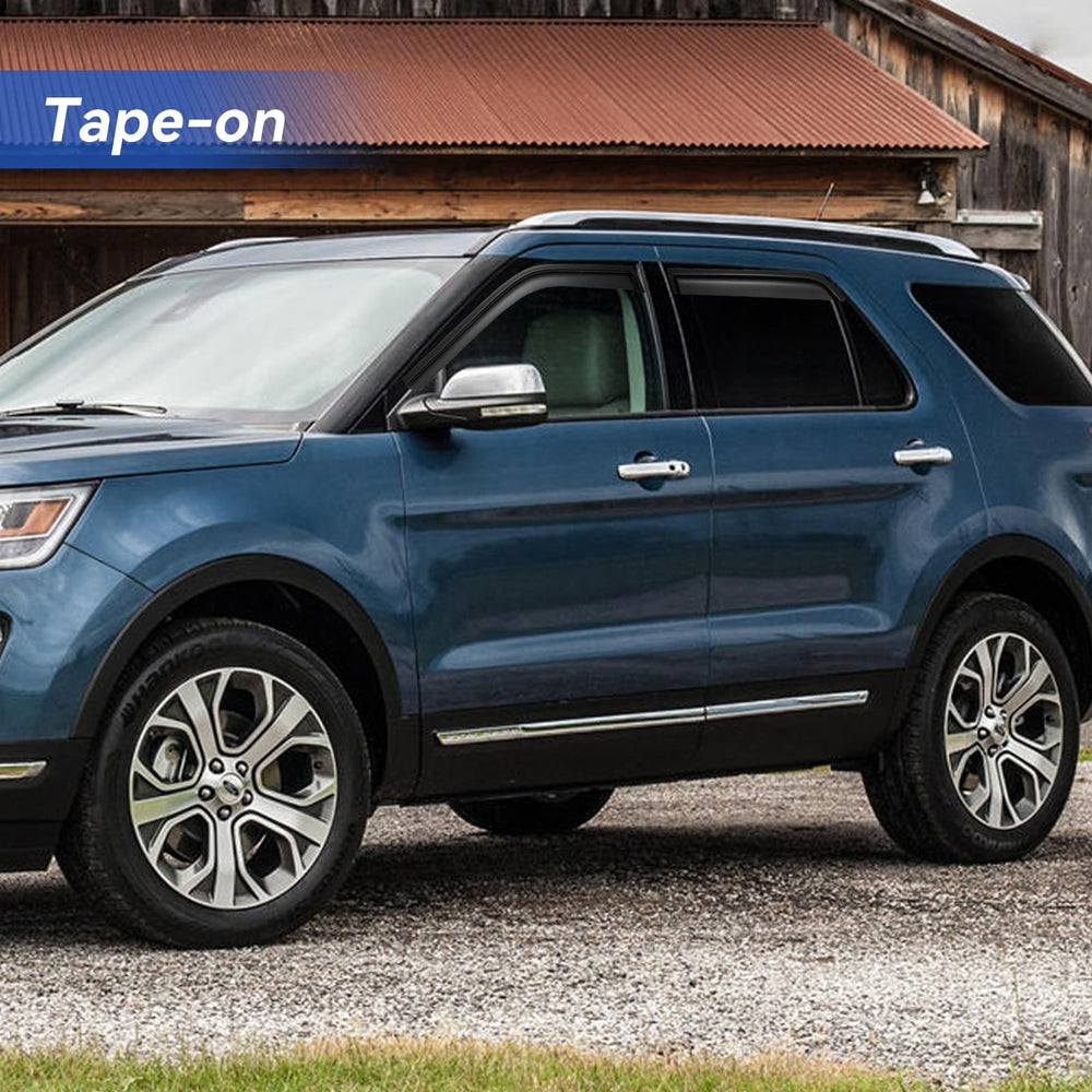 YQAUTEC Explorer window visors rear-left block rain while allowing ventilation