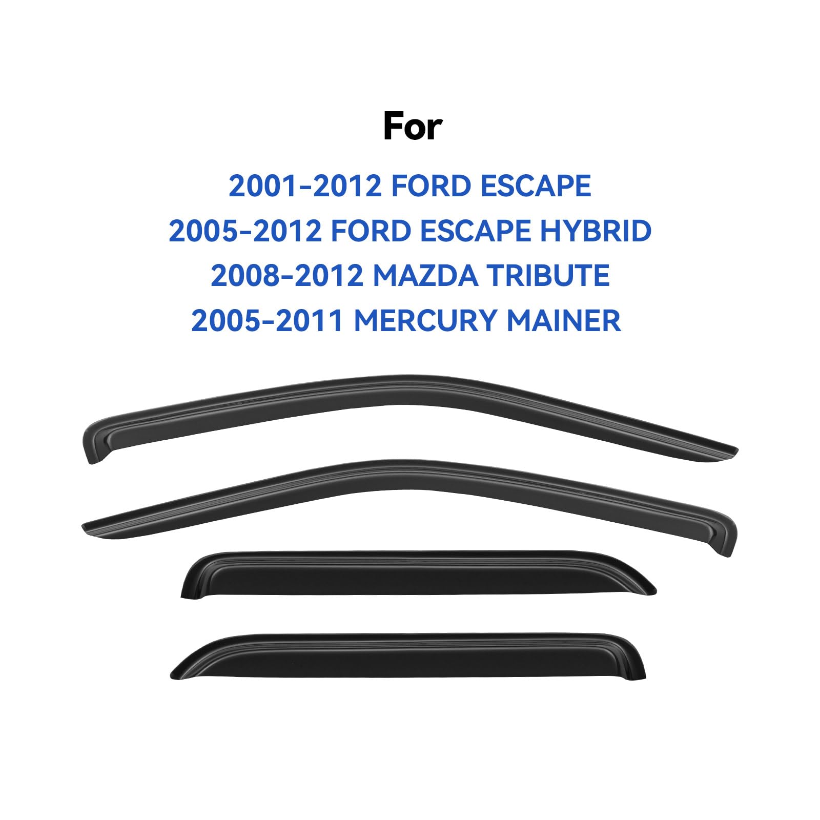 YQAUTEC visors on Ford Escape Hybrid side view reduce wind noise while cruising