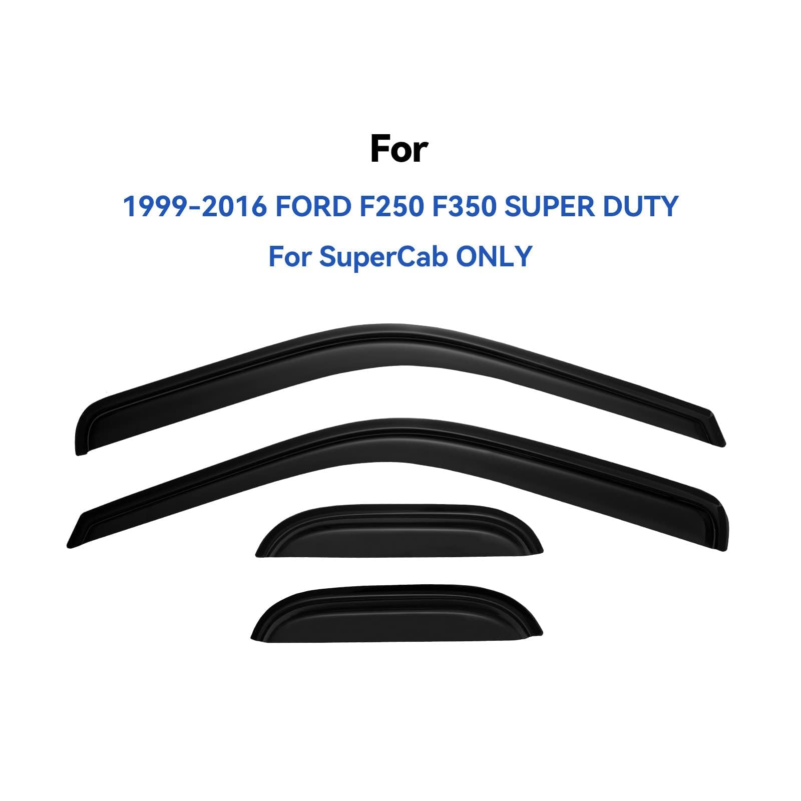 YQAUTEC window visors for Ford F-350 extended cab side view with weather protection