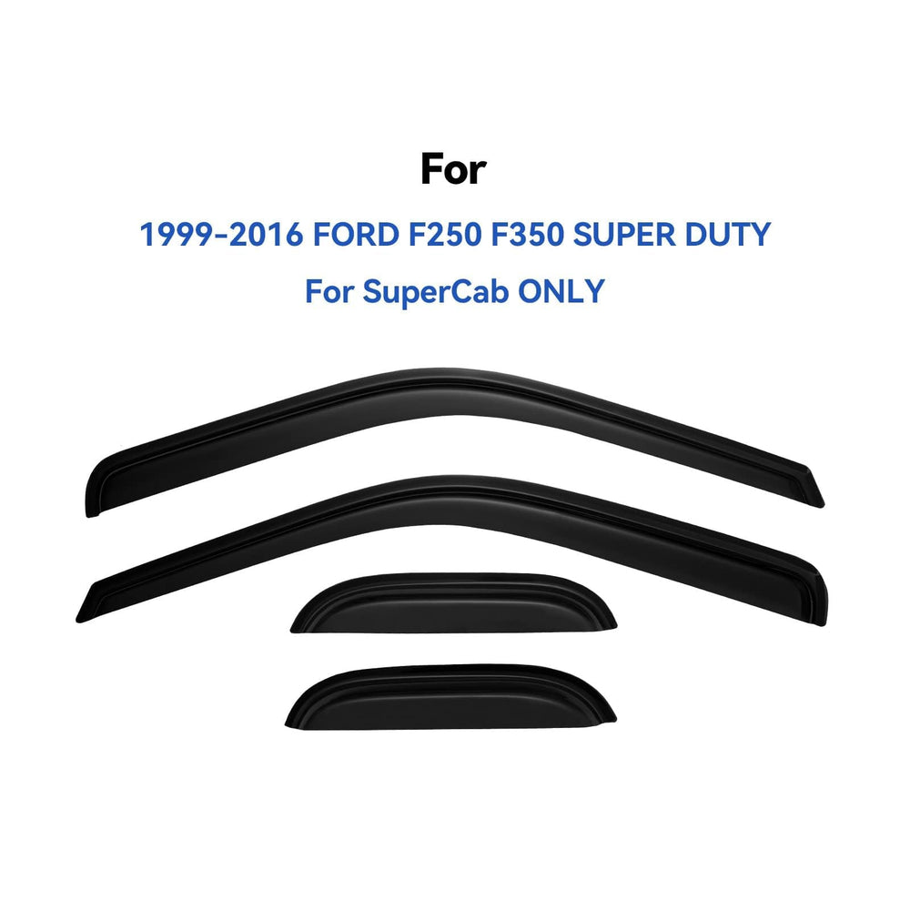 YQAUTEC window visors for Ford F-350 extended cab side view with weather protection