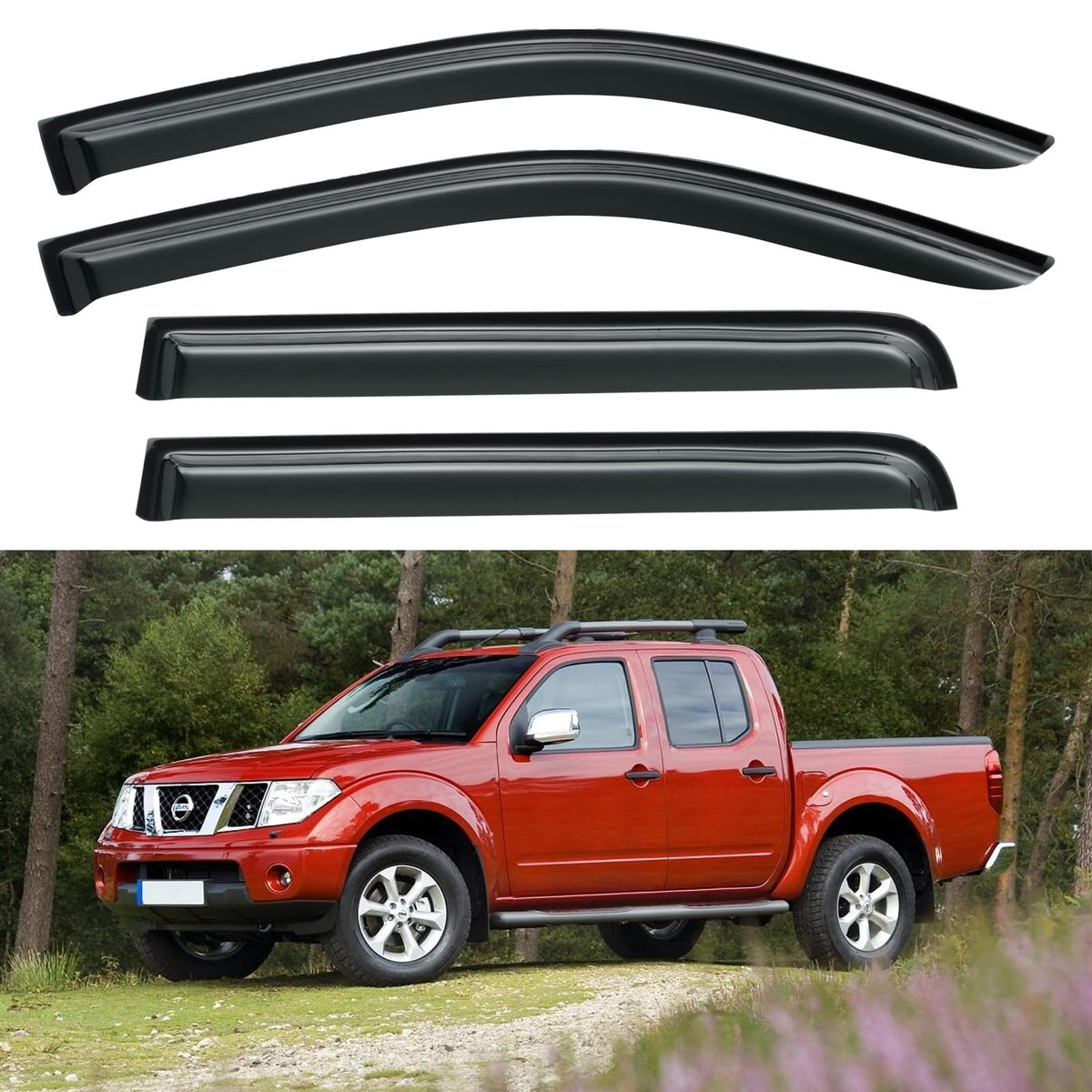 YQAUTEC window visors front-left installed for rain protection and airflow.
