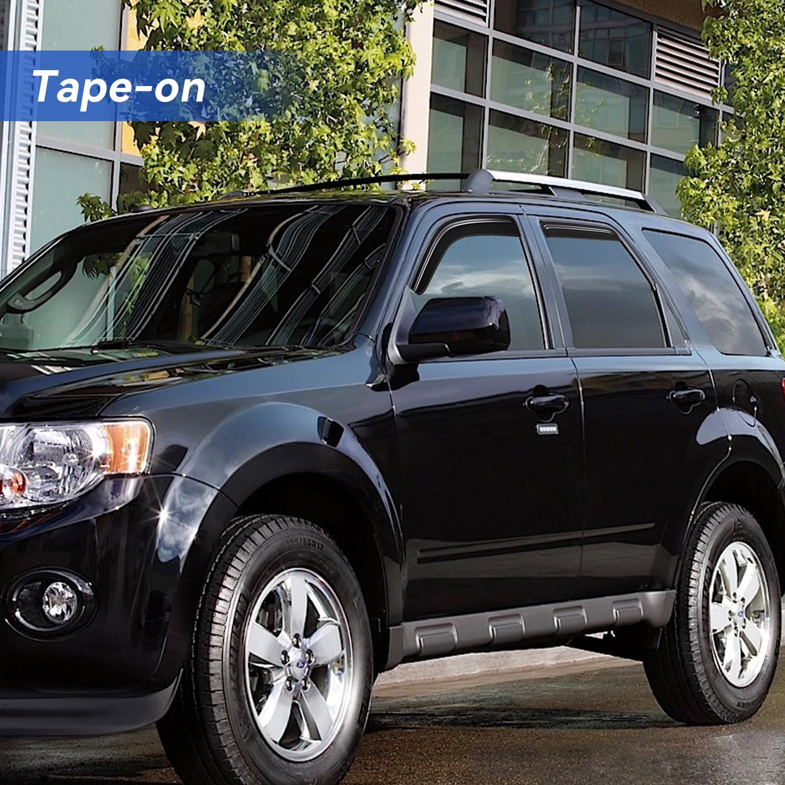 YQAUTEC window visors on Mazda Tribute side profile shield rain and allow ventilation
