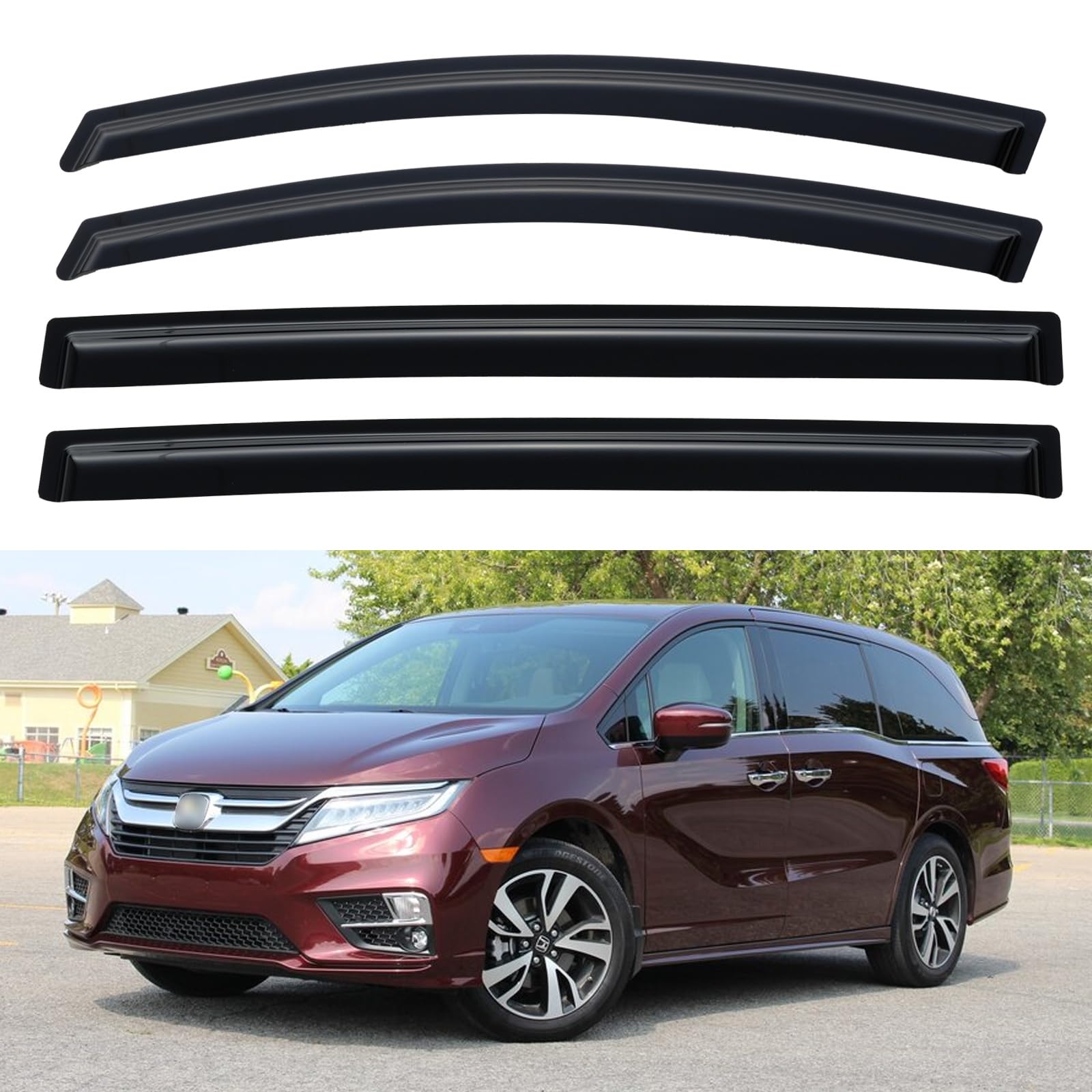 YQAUTEC Odyssey outside-mount window visors shielding rain while maintaining airflow