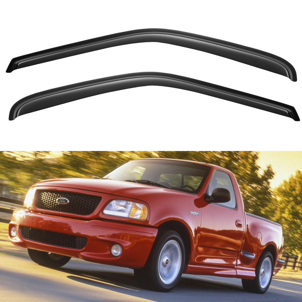 YQAUTEC window visors on 1997-1999 F-150 standard cab for rain-free cracked windows