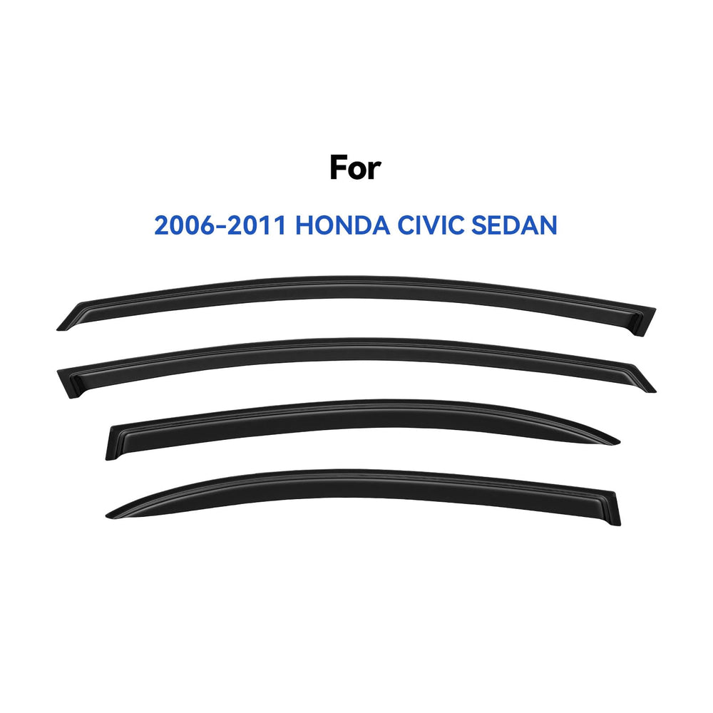 YQAUTEC Civic window visors side left view showing airflow and rain shielding.