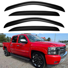 YQAUTEC Silverado 1500 Crew Cab window visors provide airflow with rain protection.