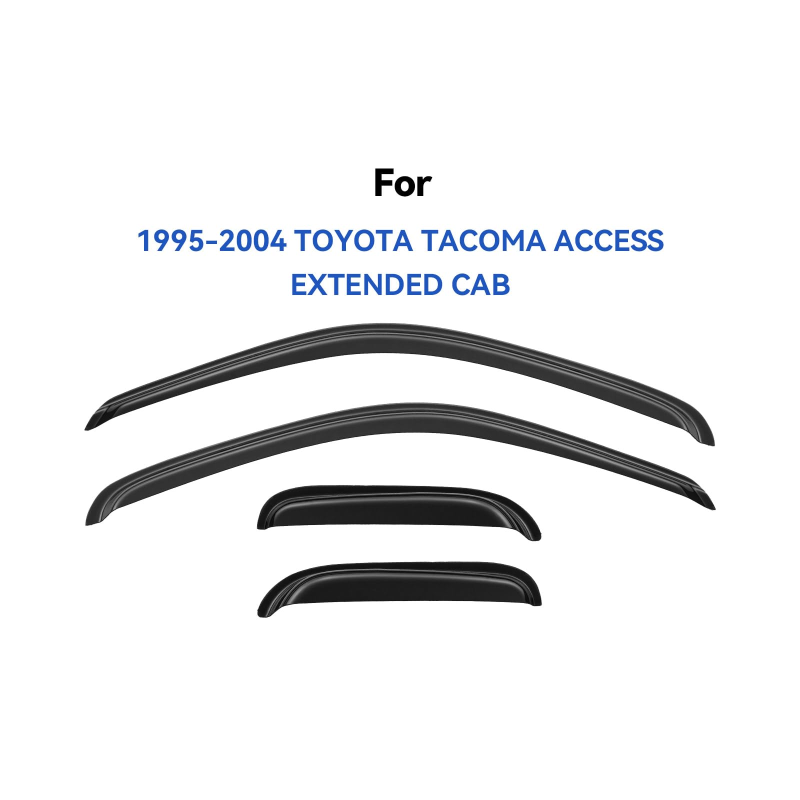 YQAUTEC window visors on Tacoma 95-04 rear-left for extended cab.
