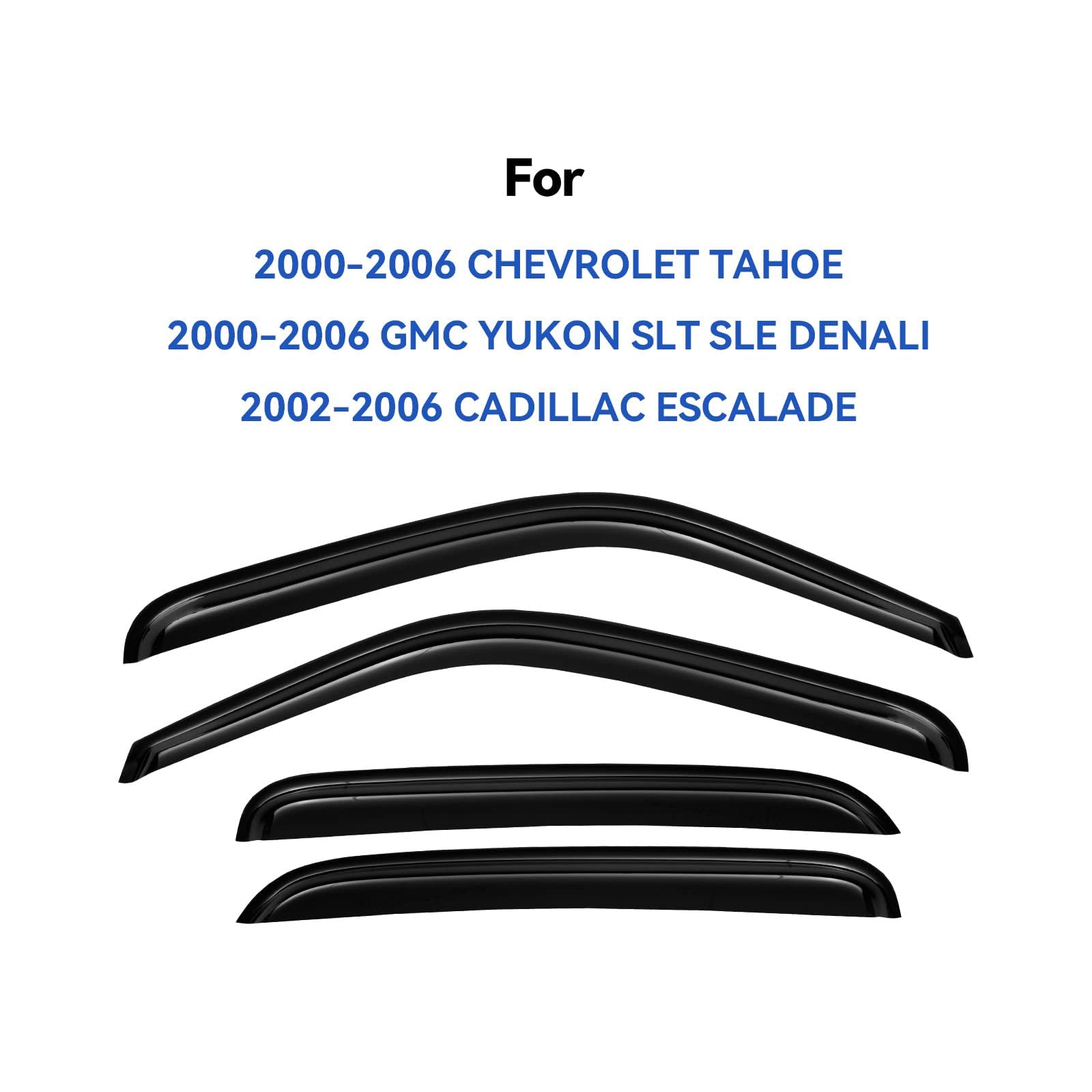 YQAUTEC window visor on Tahoe front-right shielding wind