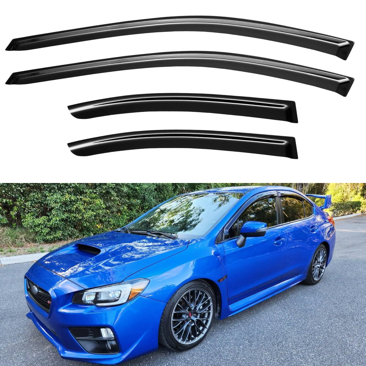 YQAUTEC window rain guards for Subaru WRX front-left for airflow with rain protection