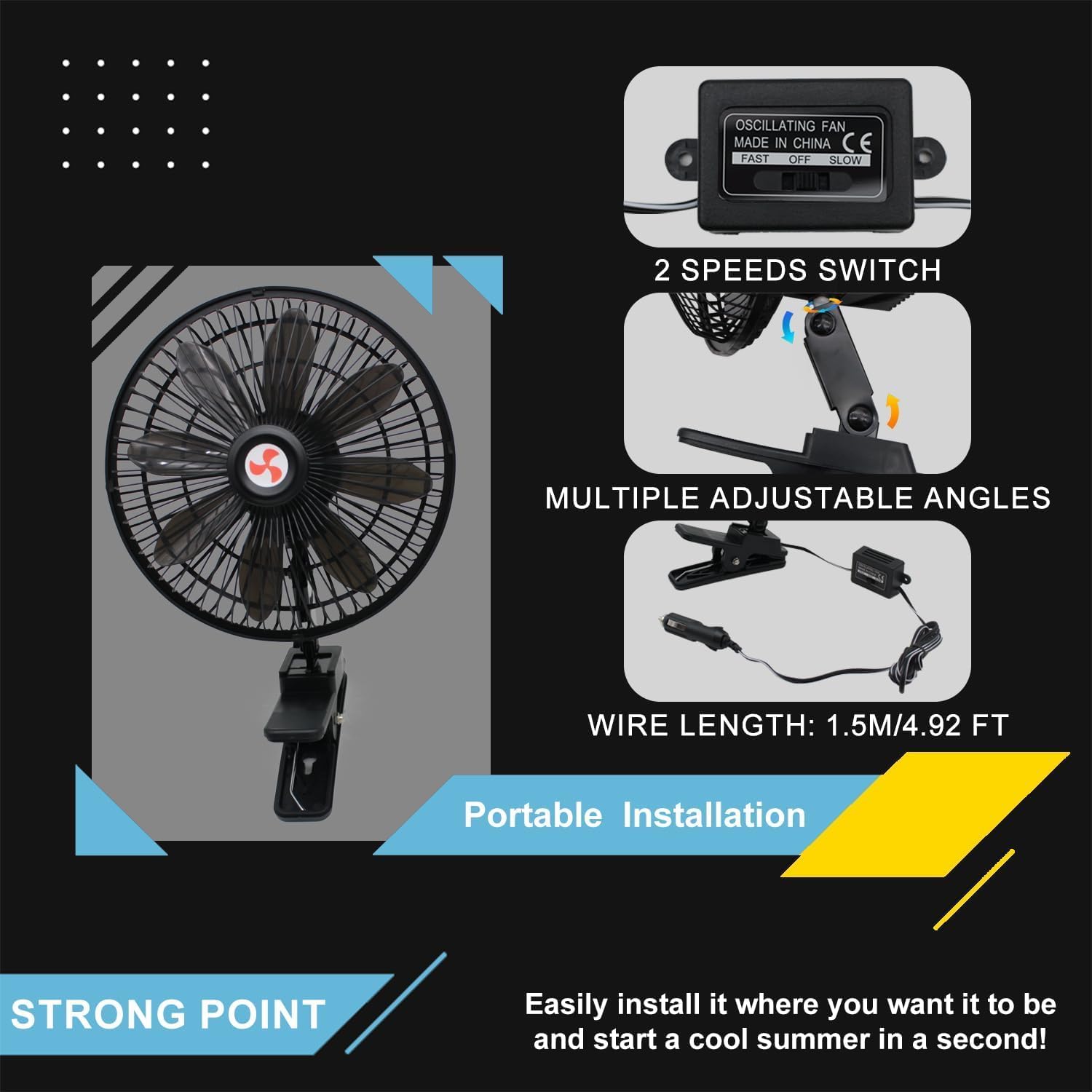 YQSIYU clip fan wind blades in action for cooling.
