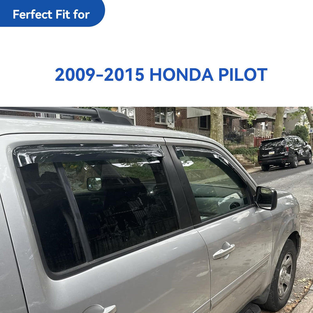 YQAUTEC Honda Pilot rain guards close-up showing UV and scratch resistance