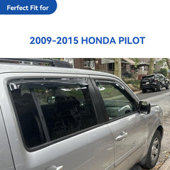 YQAUTEC Honda Pilot rain guards close-up showing UV and scratch resistance