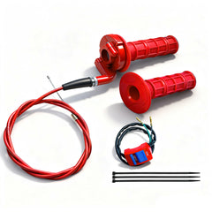 YRHHBYH twist throttle handle red grip for precise control on mini dirt bikes.