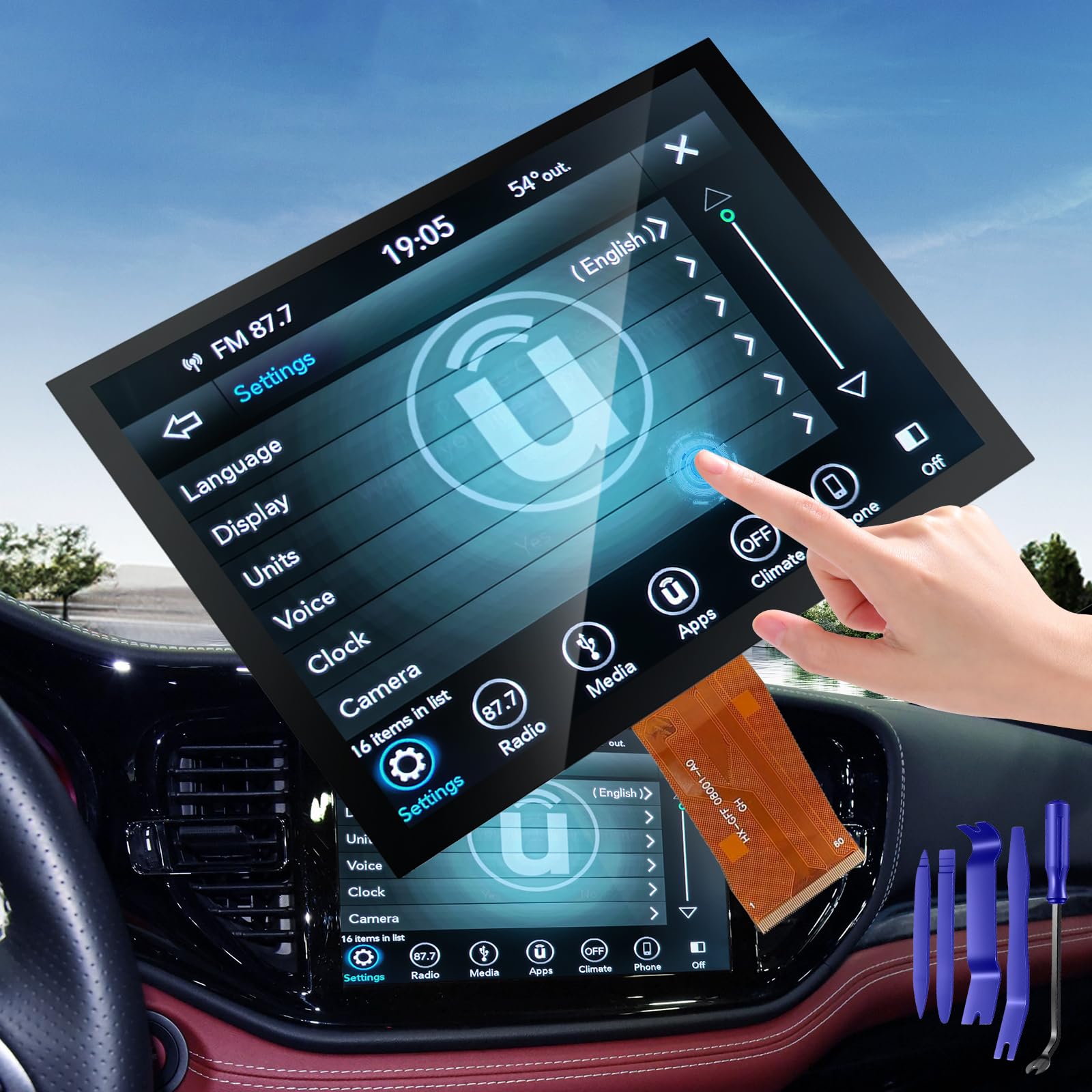 Yitrust UConnect 8.4-inch screen replacement showing precise touch and clear visuals