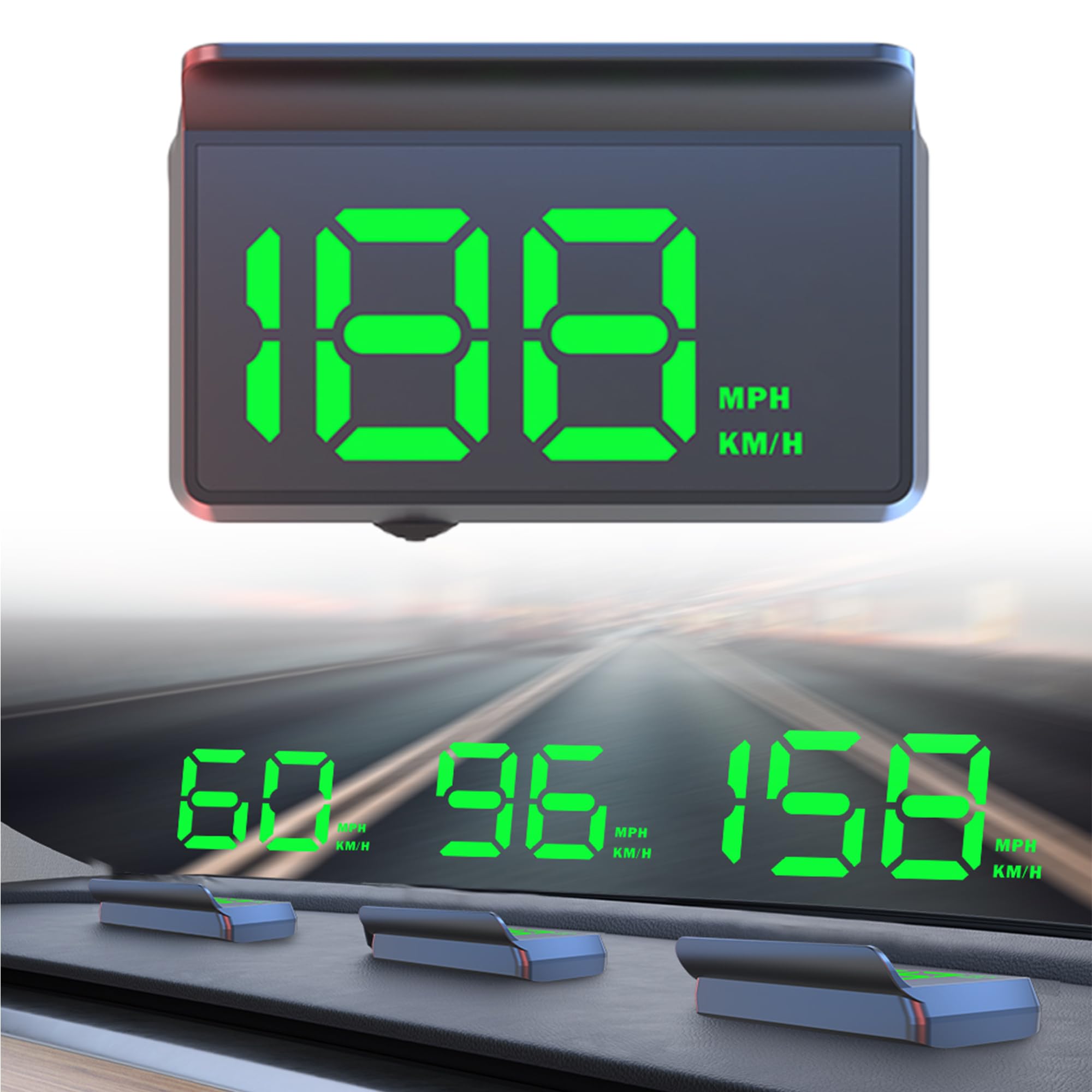 YSEDF auto-dimming HUD with sunshade on a 3.5-inch screen improves night readability.