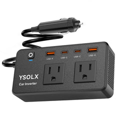 YSOLX 300W car inverter front view powering devices on the go.