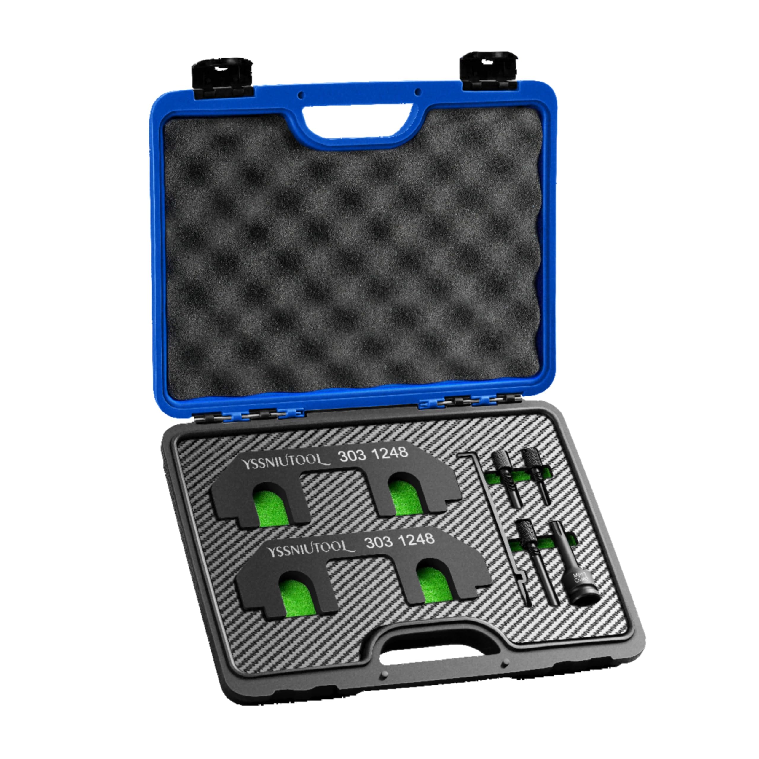 YSSNIUTOOL camshaft holding tool kit assembled for Ford 3.5L/3.7L engines enabling precise timing setup.