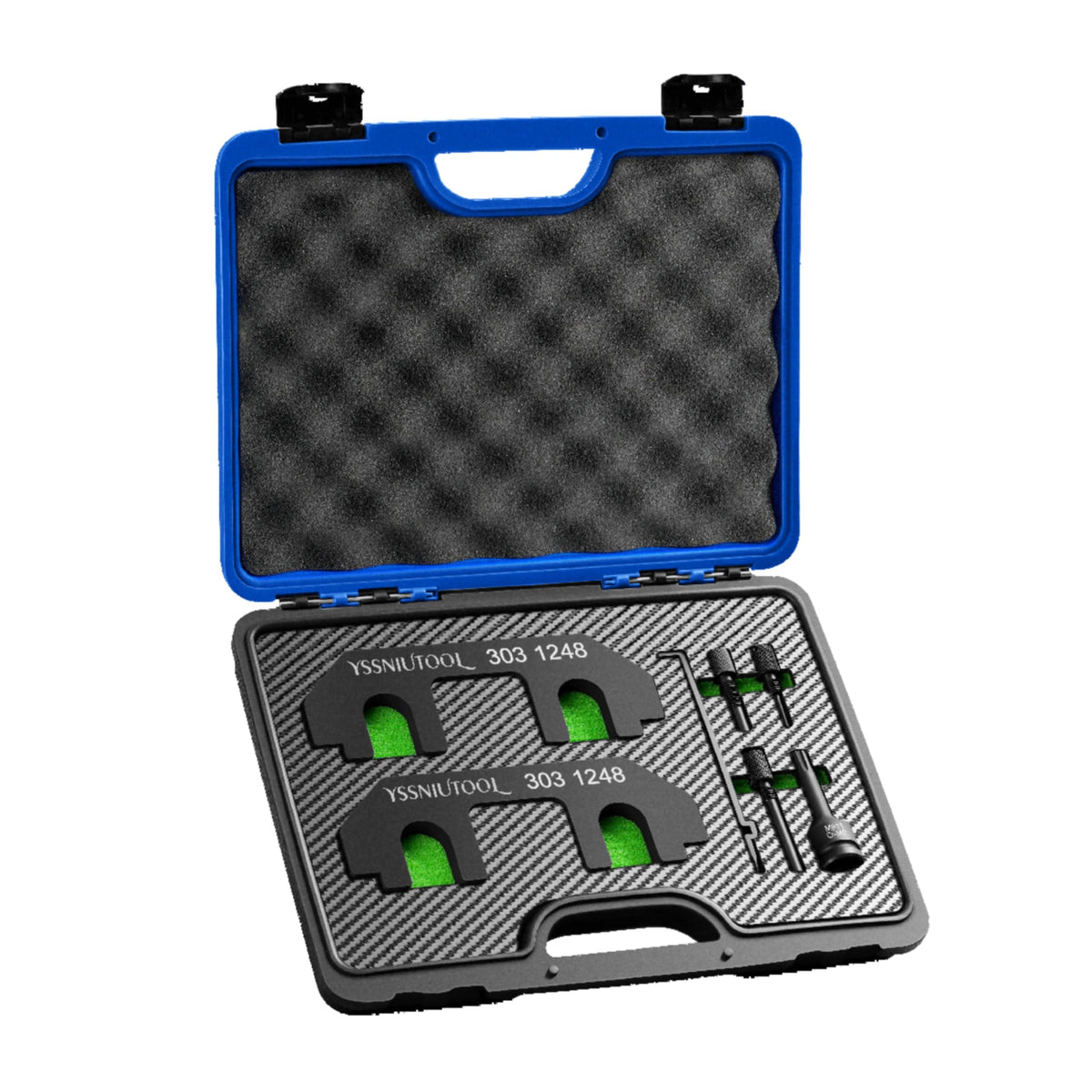 YSSNIUTOOL camshaft holding tool kit assembled for Ford 3.5L/3.7L engines enabling precise timing setup.