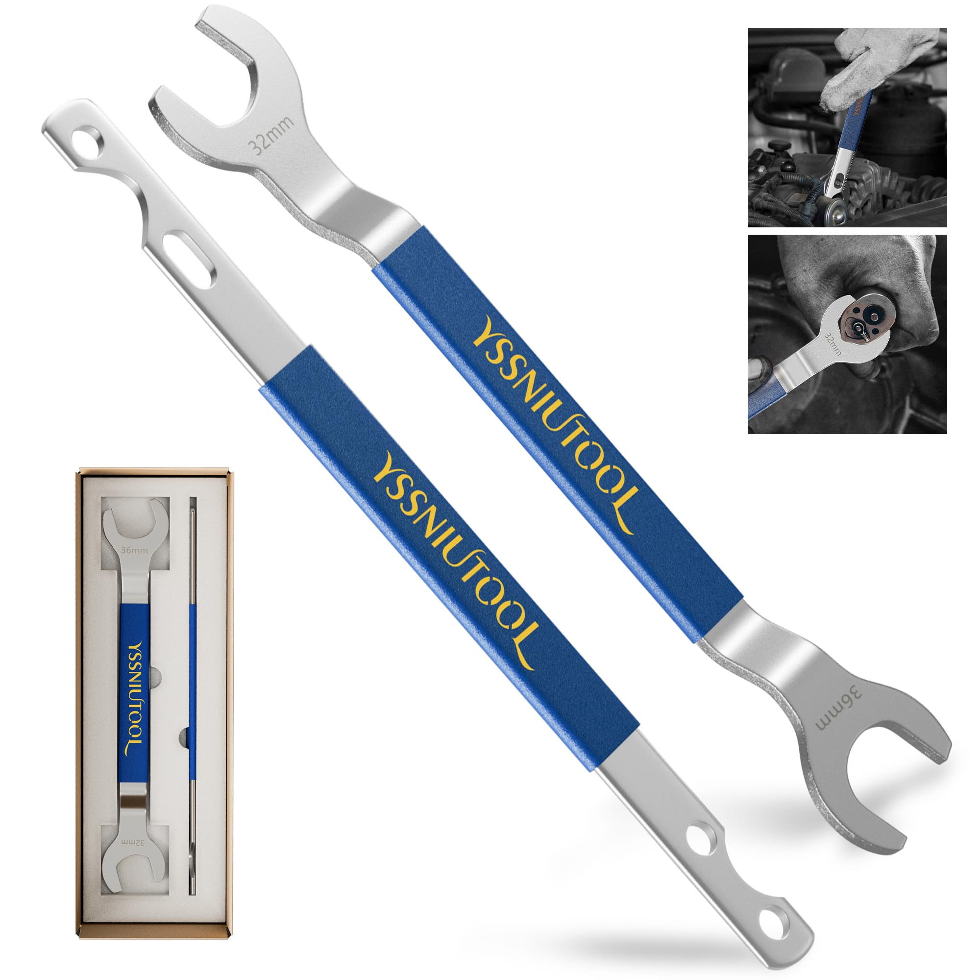 YSSNIUTOOL fan clutch wrenches 32mm and 36mm for precise removal.
