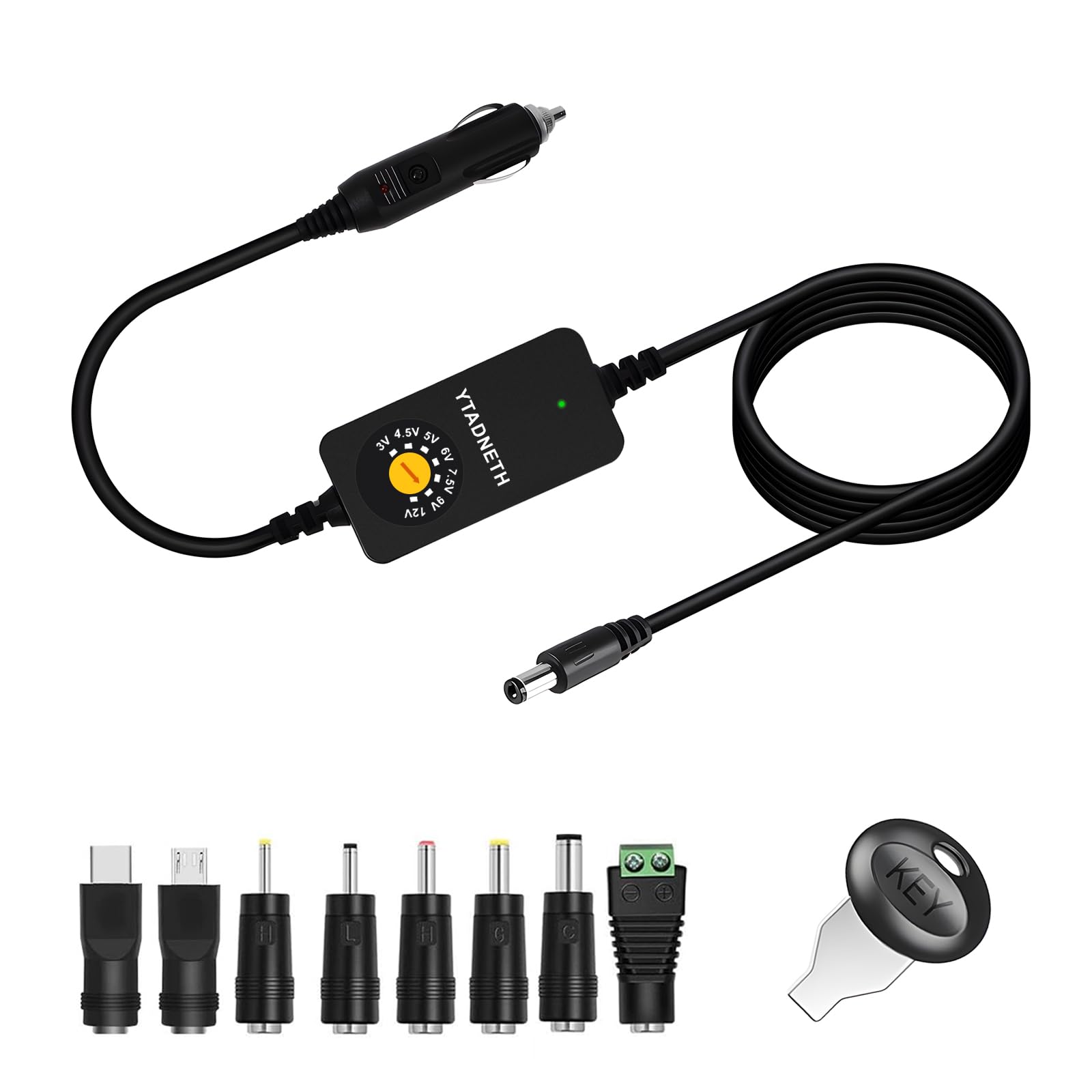 YTADNETH car charger adapter with LED screen shows voltage for easy roadside checks