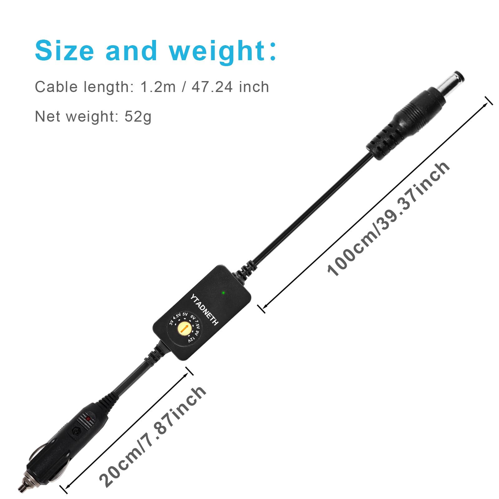 YTADNETH portable DVD player powered reliably with the car charger adapter