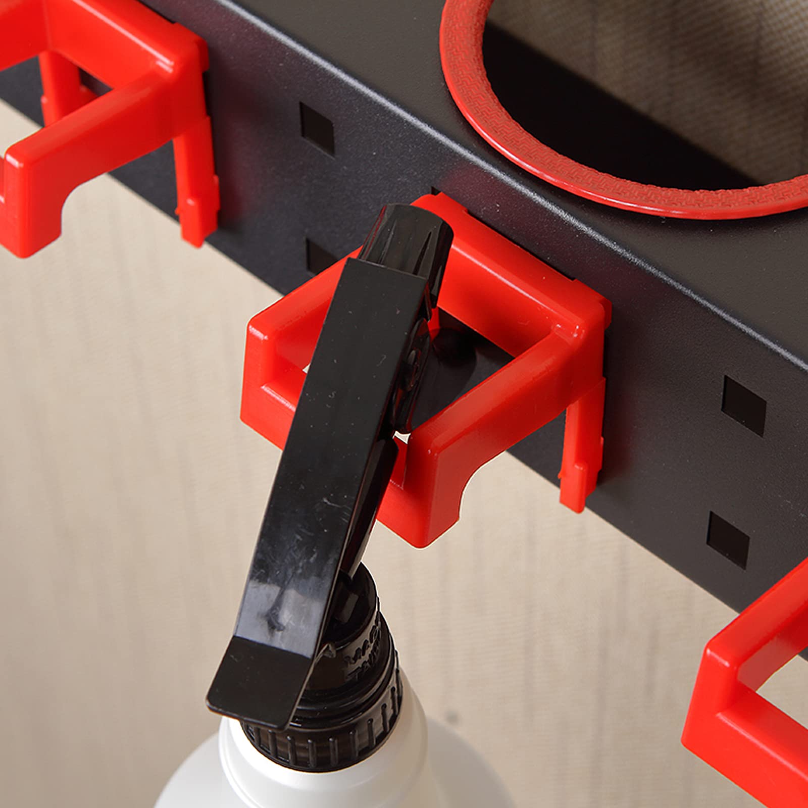 YTDTKJ compact organization rack helps streamline cleaning supply storage.