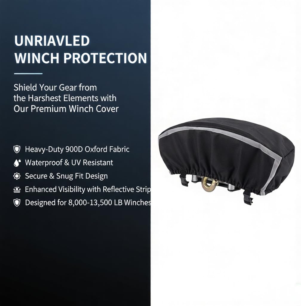 YTDYQFLZH winch cover with adjustable straps resisting wind