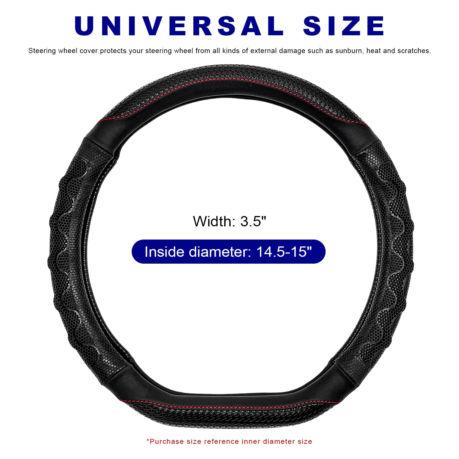 YTFRL steering wheel cover showing breathable mesh for comfortable driving