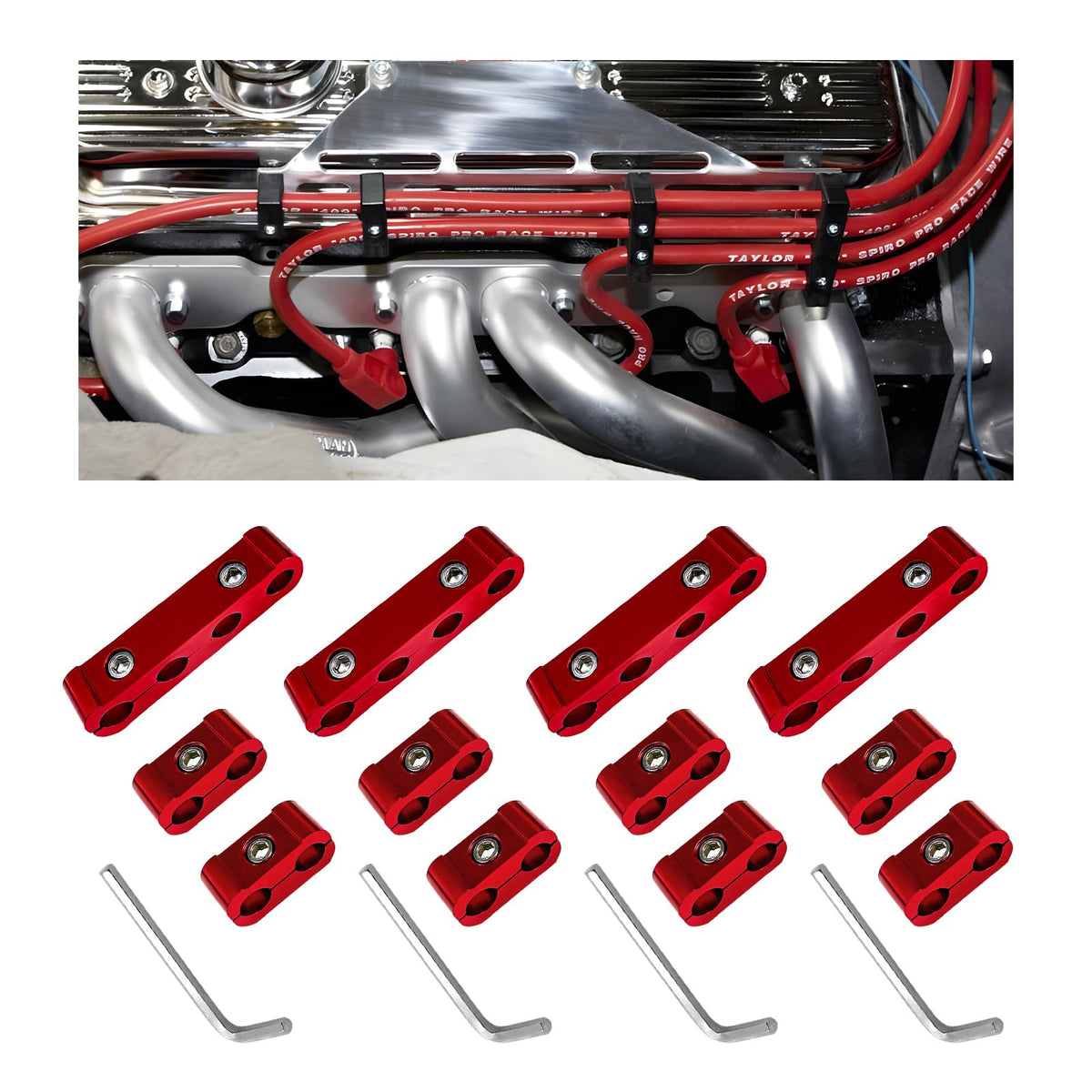 YTFRL spark plug wire separator long shows tidy engine wiring for quick diagnostics.