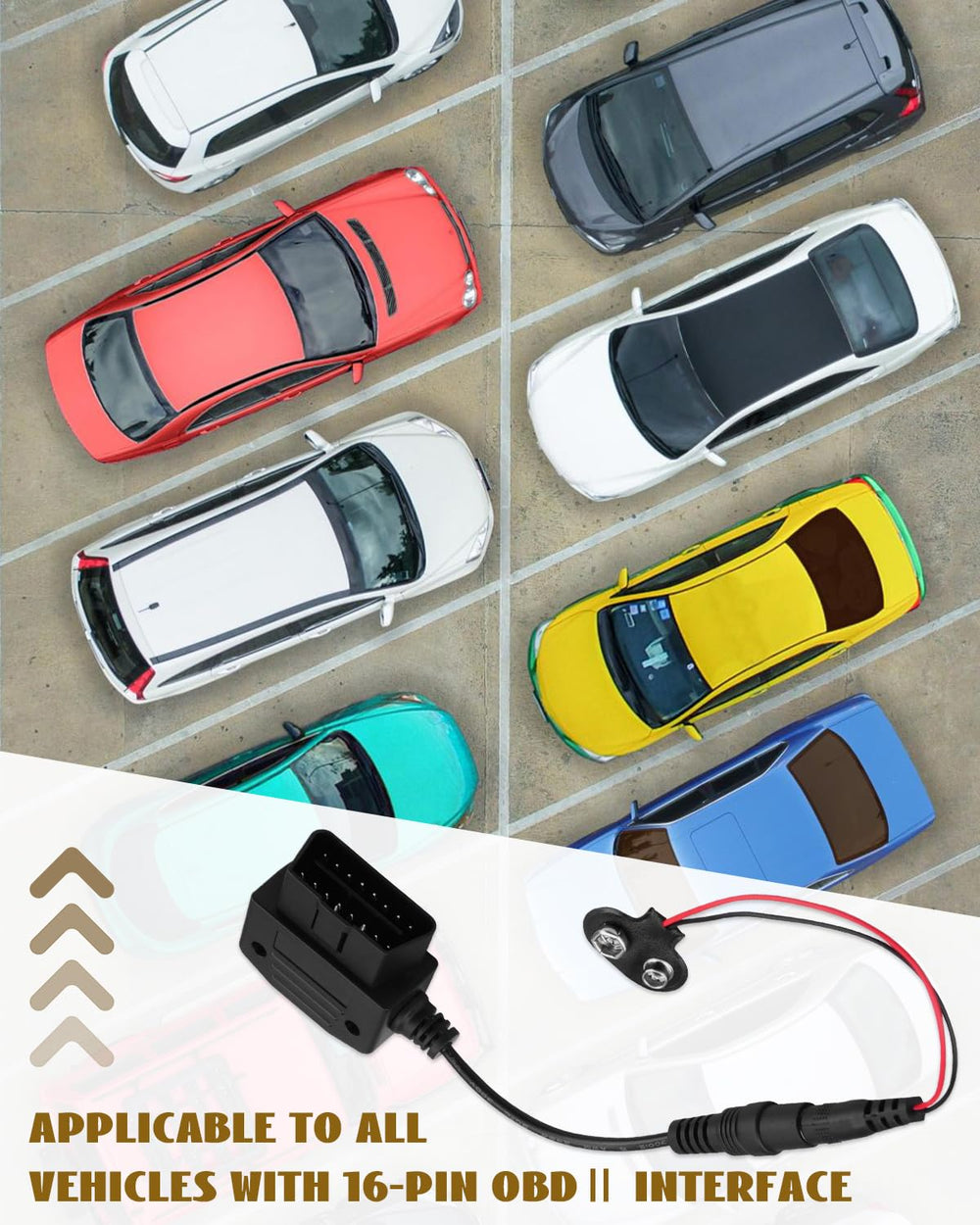 YUANTUO memory saver connected to 16-pin OBD-II port to protect settings during battery swap.