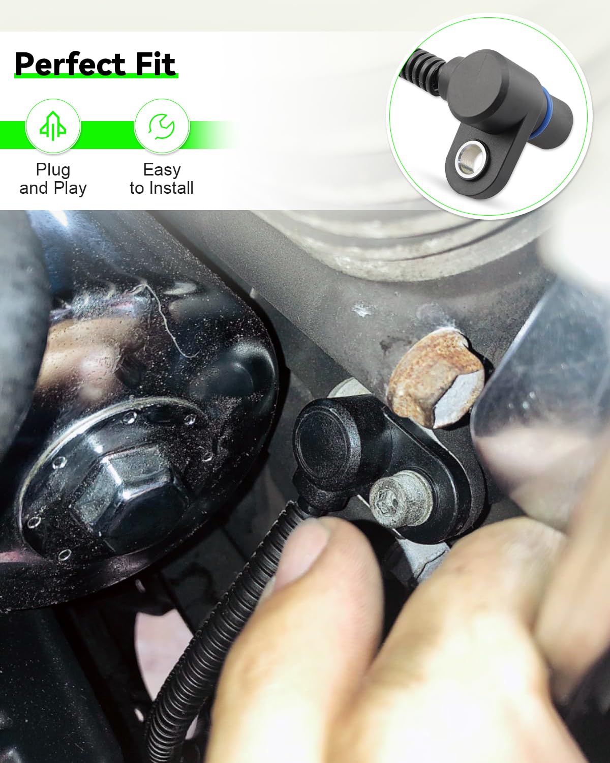 Durable ABS and metal sensor housing shown in close-up.