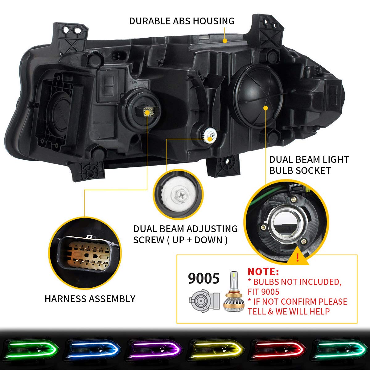 YUANZHENG VLAND headlights close-up beam pattern for safer night driving