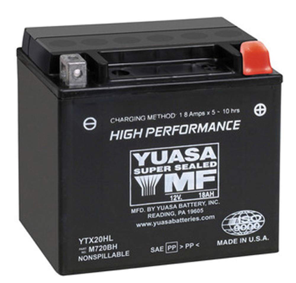 Yuasa YUAM720BH YTX20HL factory activated AGM battery close-up for reliable cold-start power