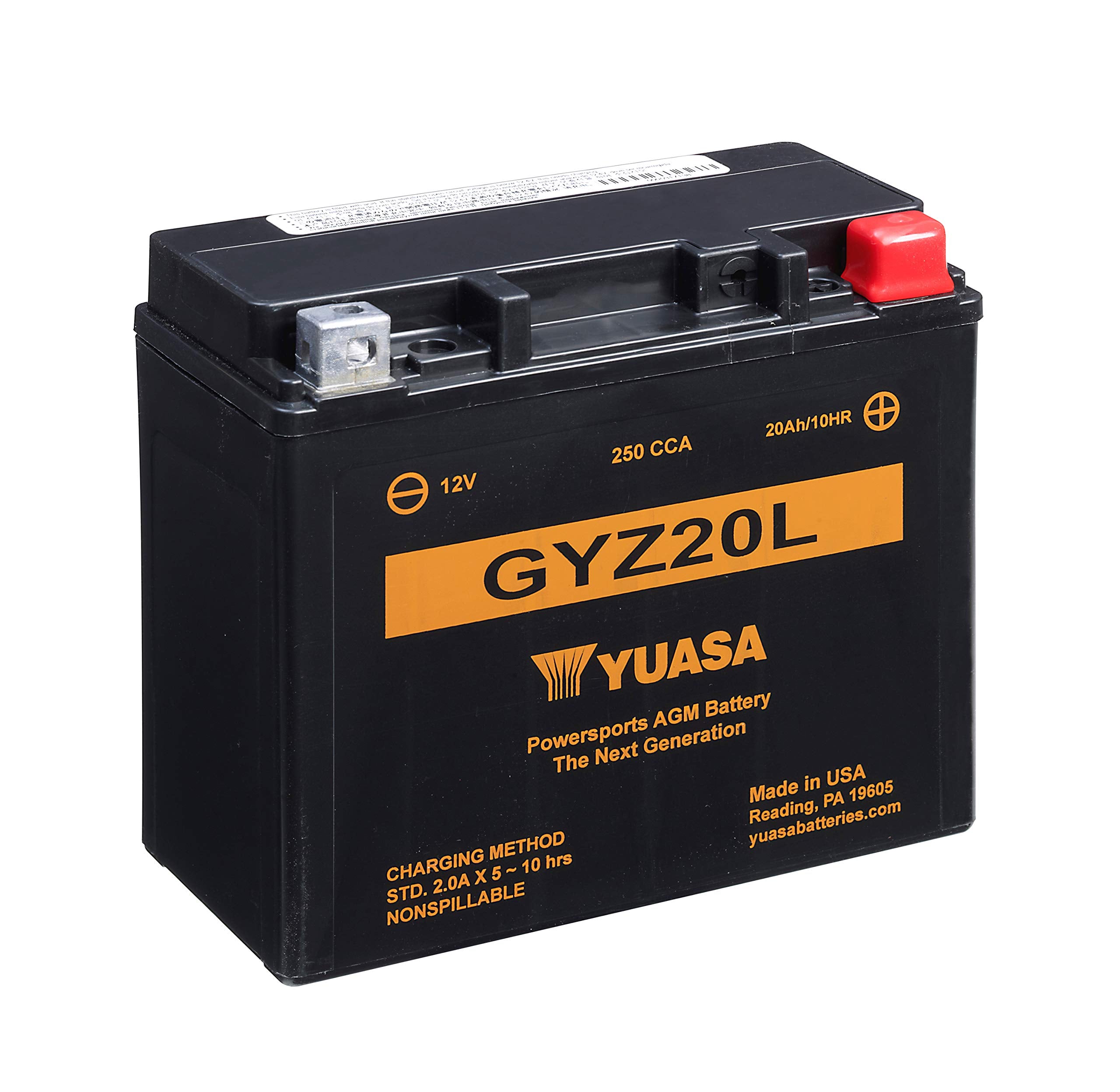 Yuasa YuAM720GZ close-up shows taller plates for strong starting power.