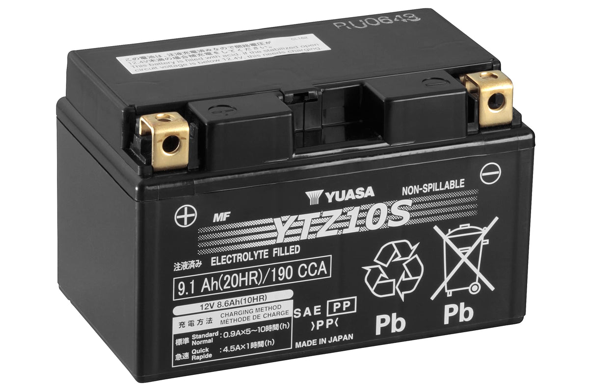 Yuasa YUAM7210A exterior showing rugged AGM battery for reliable starting power.