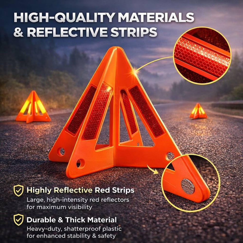 Yudaxsafe six-full-triangle set suited for multi-vehicle roadside kits.