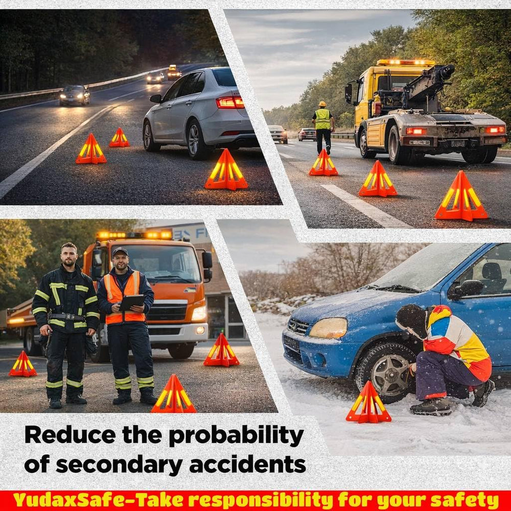 Yudaxafe high-visibility reflective surface guides drivers at night.
