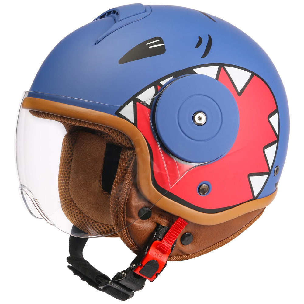 YUDJYQM kids open-face graphic helmet combines playful style with secure protection.