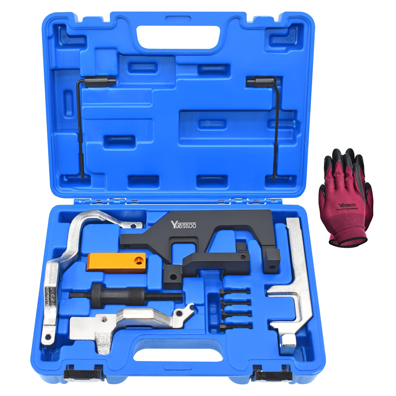 Yuesstloo camshaft alignment toolkit in an open case for quick setup