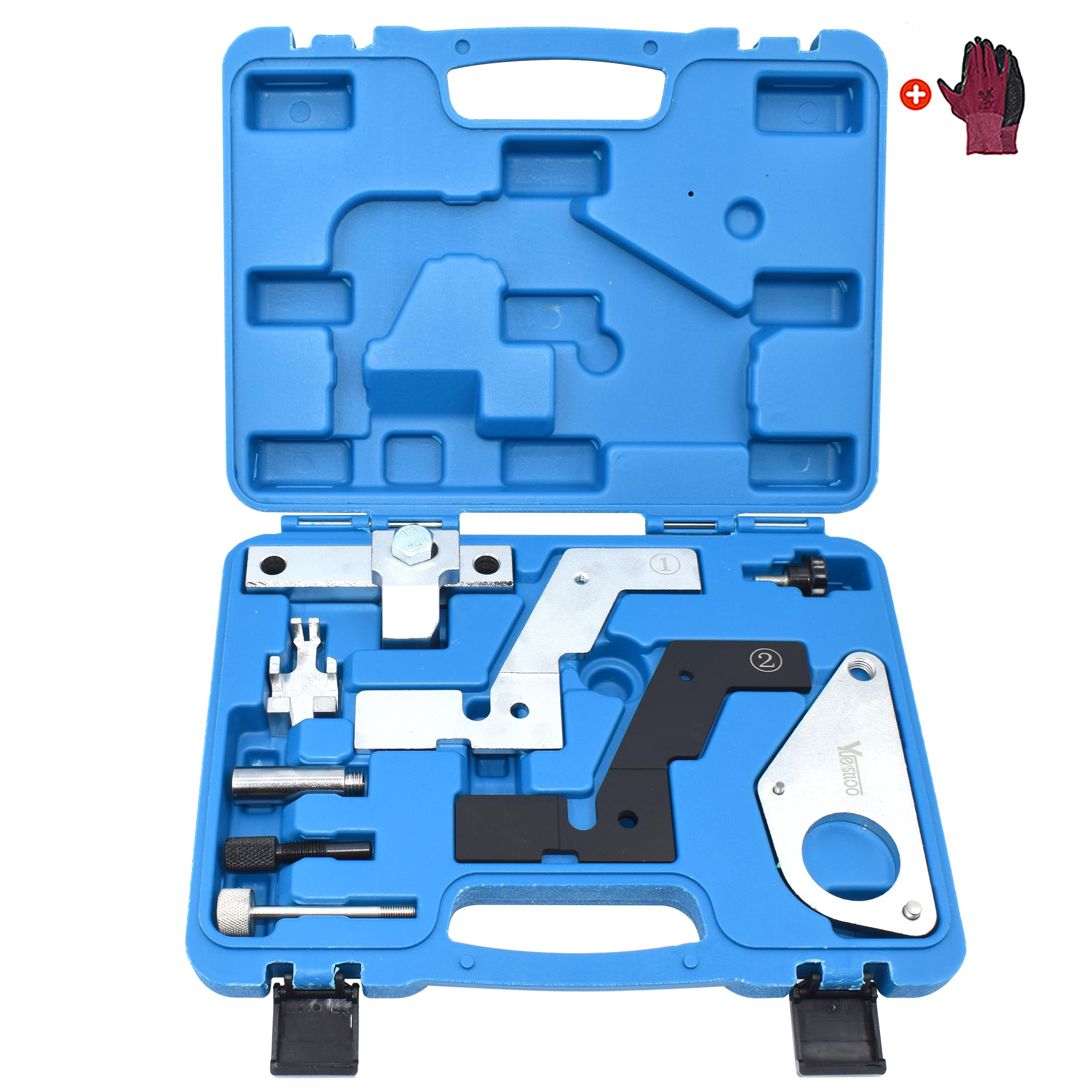 Yuesstloo engine camshaft timing tool kit in a sturdy case for easy storage.