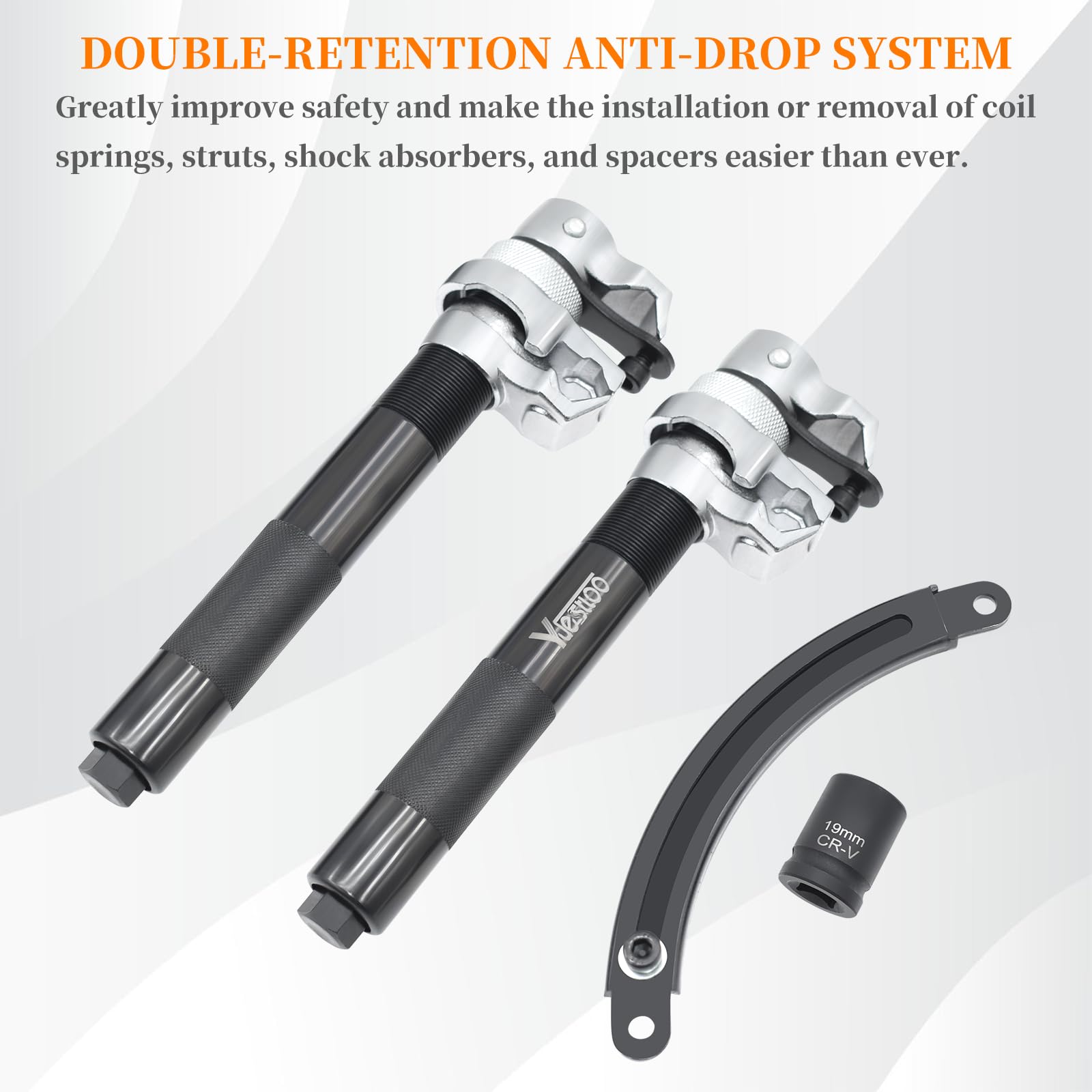 Extendable safety bracket on Yuesstloo tool enabling safer spring compression