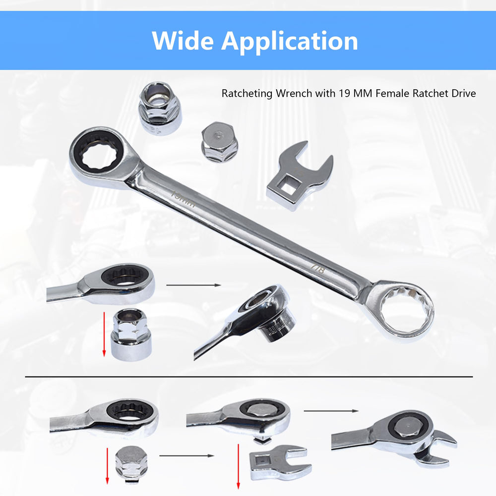Square adapters 3/8, 1/2, 3/4 inches for versatile connections