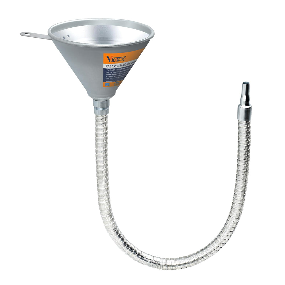 Yuesstloo steel bendable spout funnel with filter for precise oil transfer