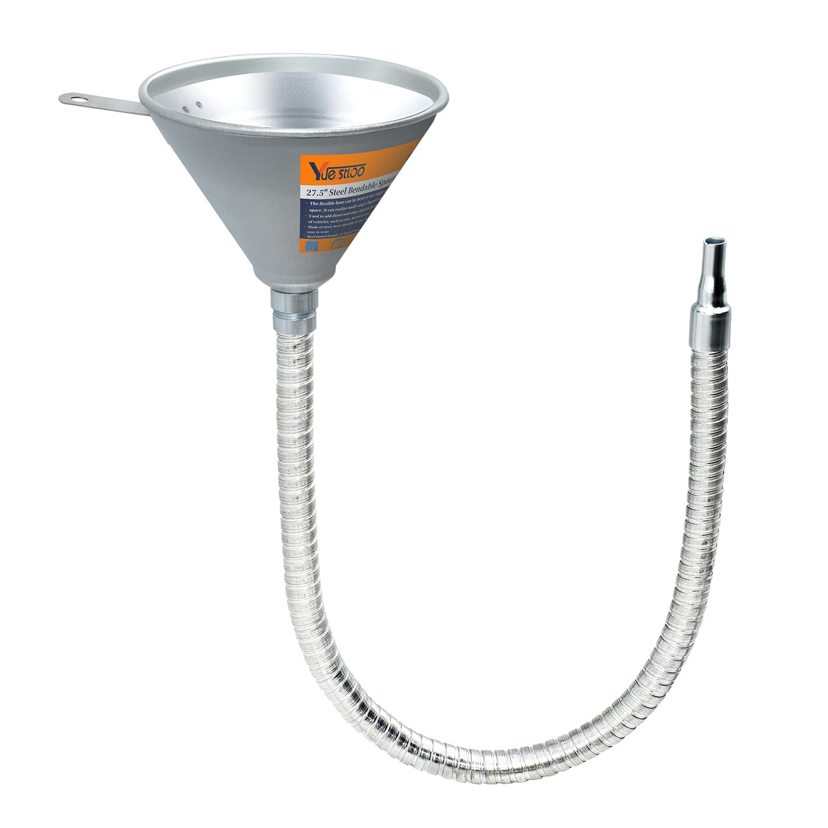 Yuesstloo steel bendable spout funnel with filter for precise oil transfer