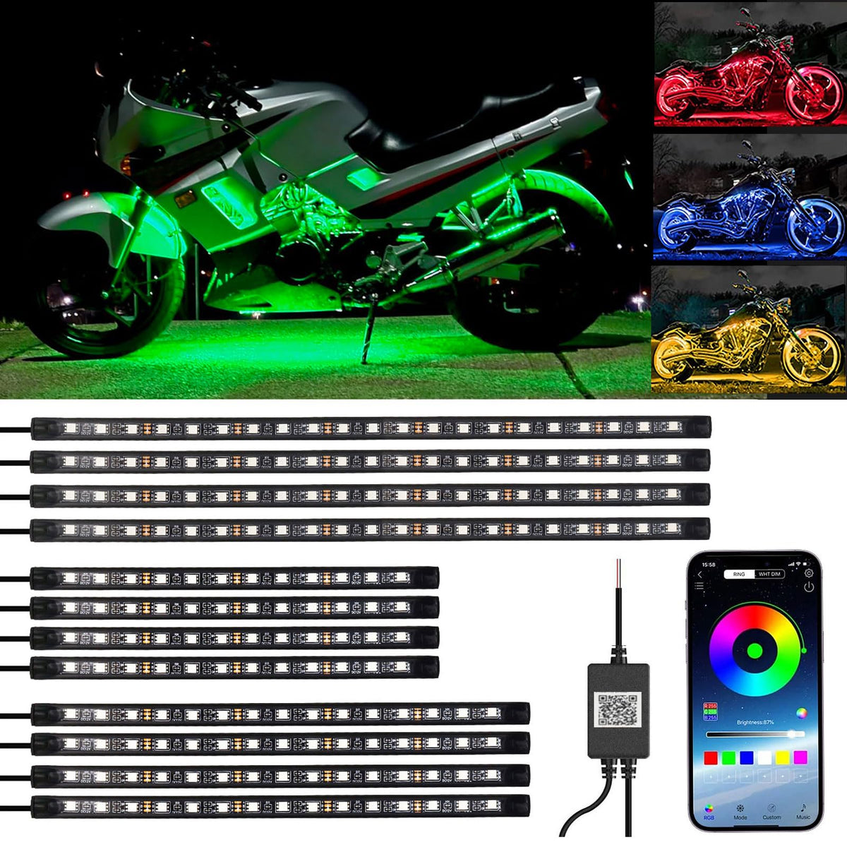 YUGUANG underglow strip blue enhances night visibility with vibrant color