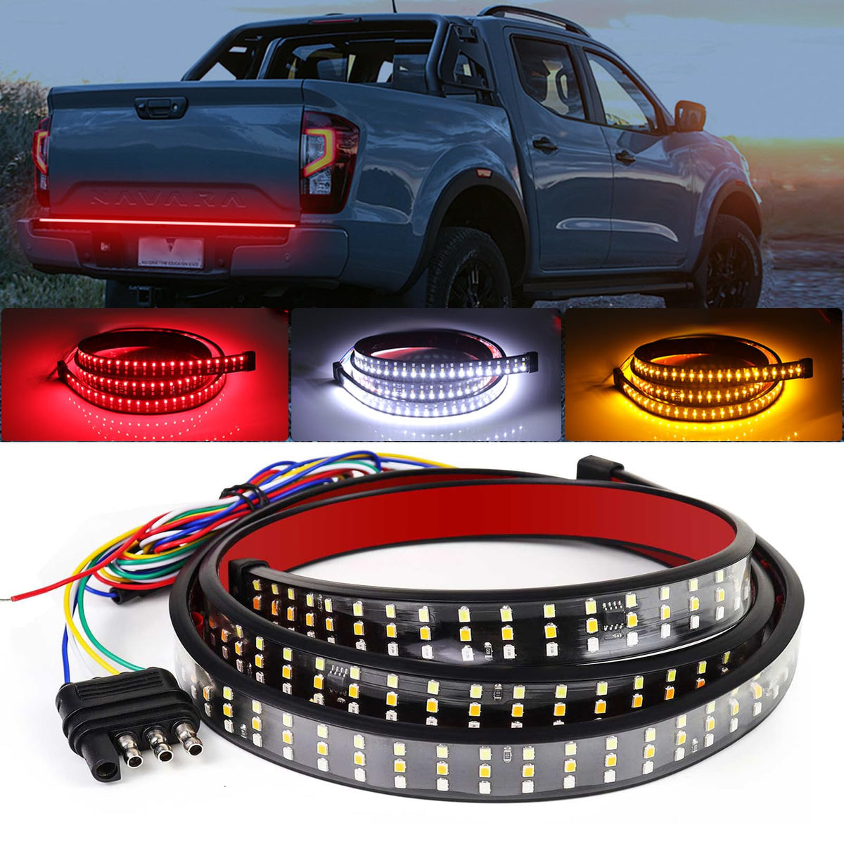 YUGUANG tailgate light bar with 360 LEDs for enhanced rear visibility.