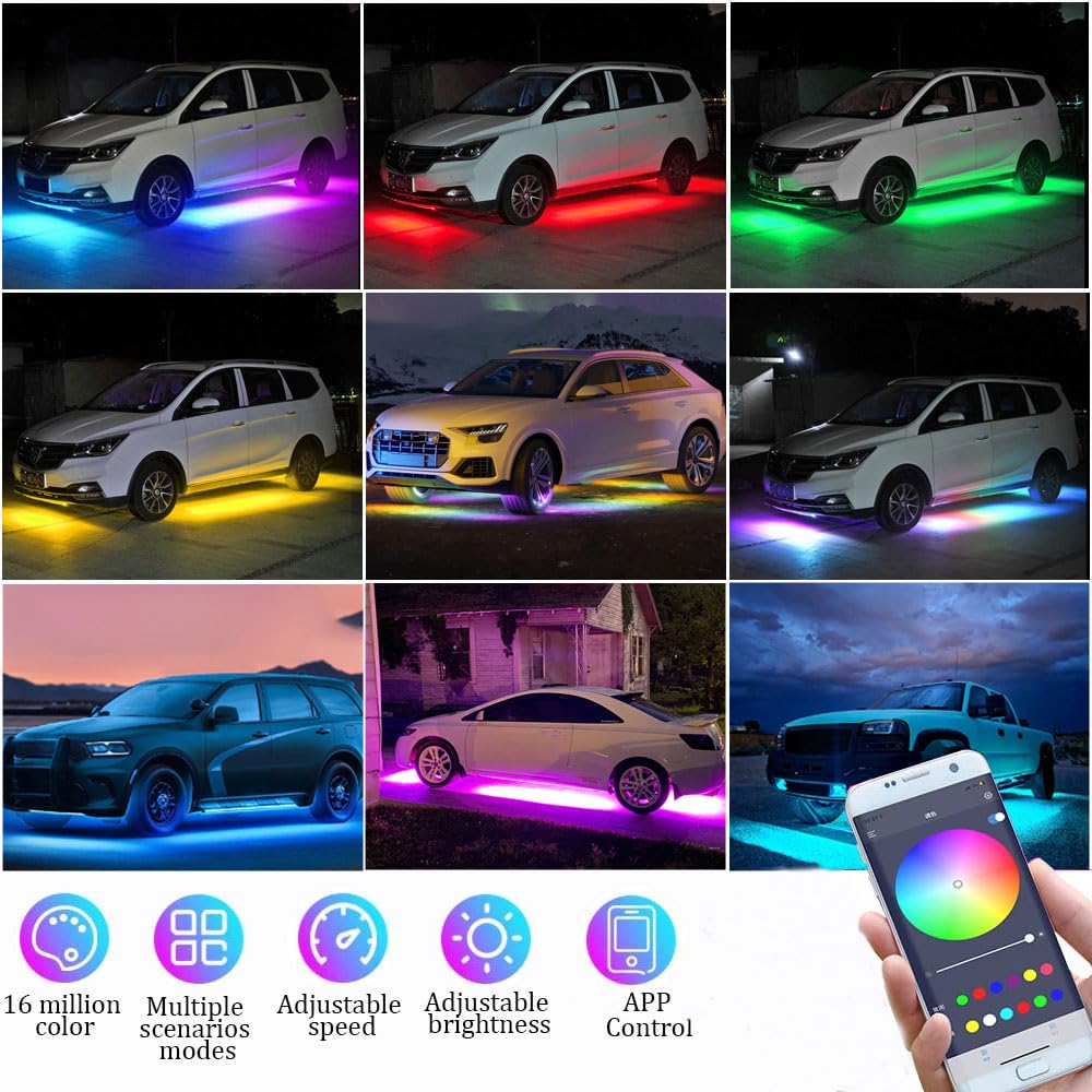 YUGUANG underglow app control demonstrates wireless mood lighting with easy range control.