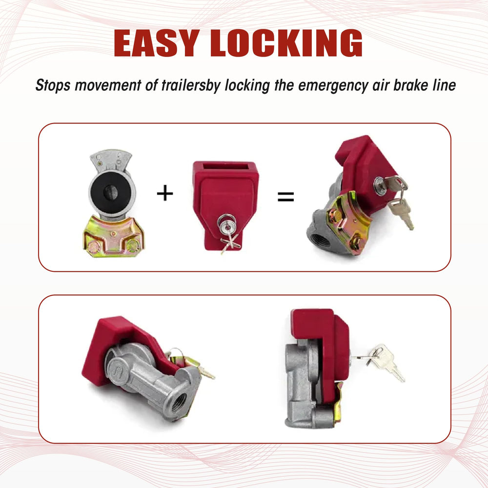 Yujanery lock in use securing a trailer during a stop