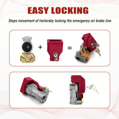 Yujanery lock in use securing a trailer during a stop